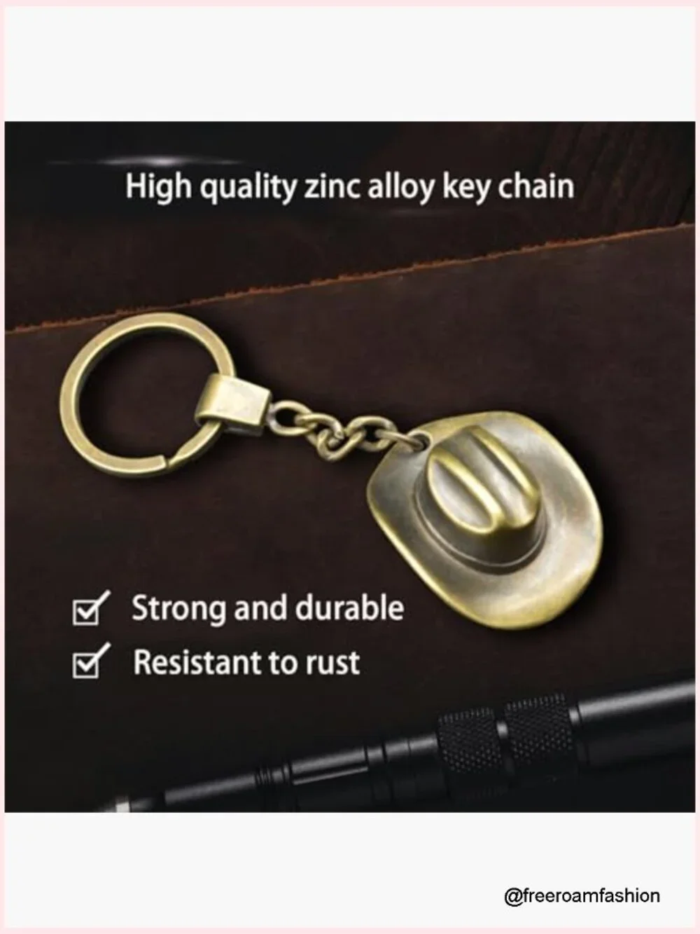 Cowboy Hat Metal Keychain Key Ring for Purse Backpack Car Decoration